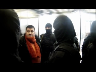 singing riot police in the elevator))))))