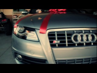 audi s4 for christmas. man's reaction to surprise